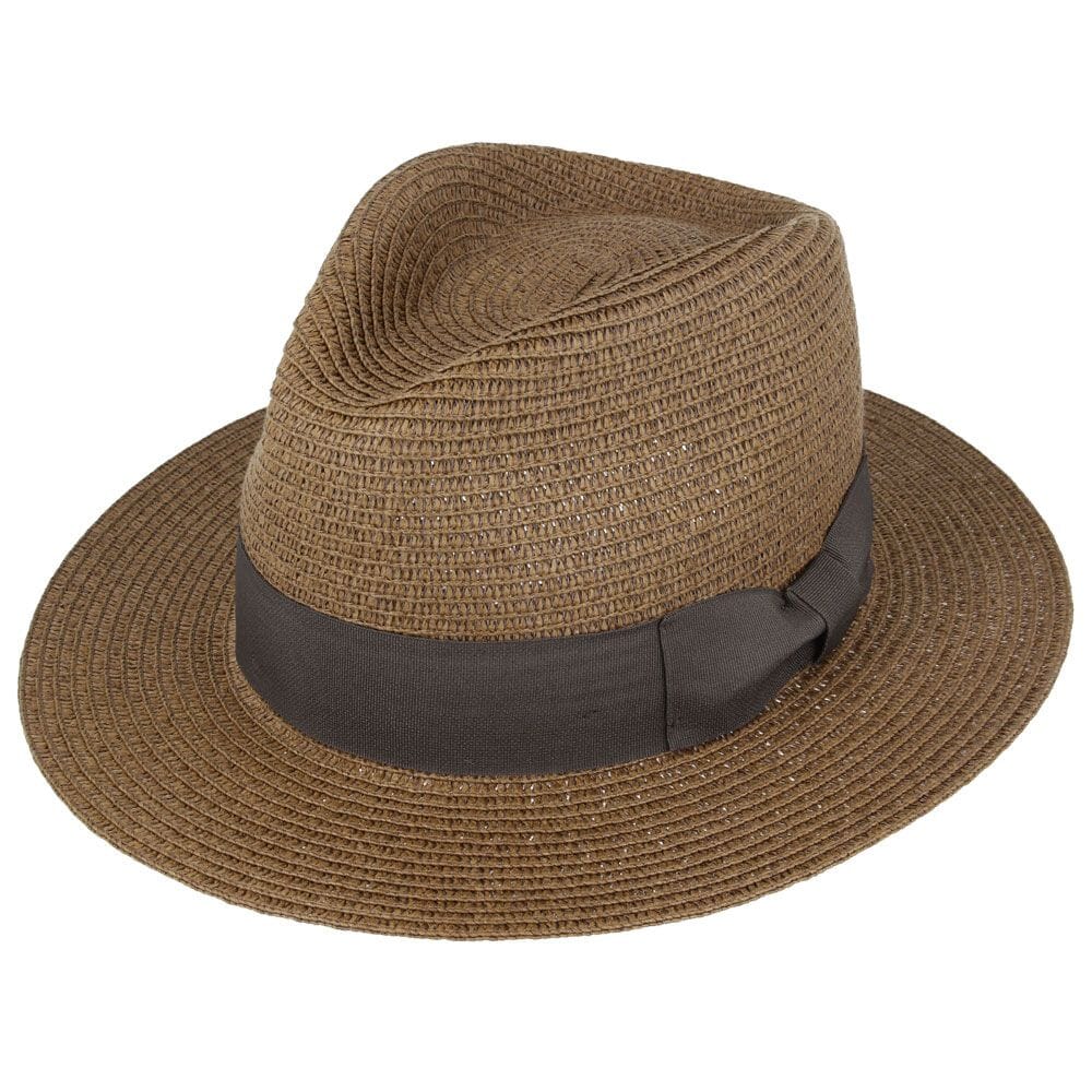 Ballybar Summer Straw Fedora Hat Ballybar Small Brown