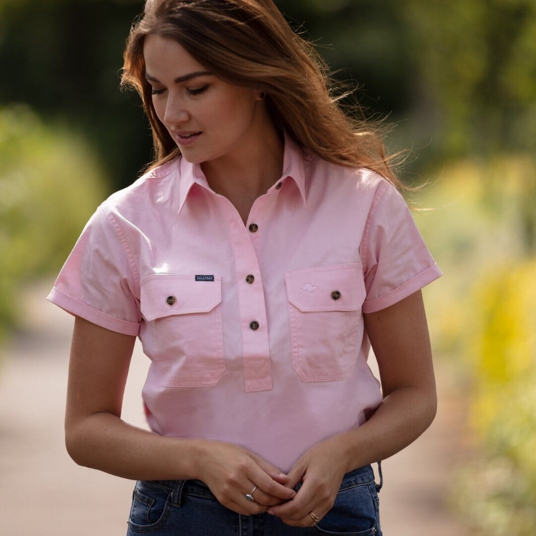 Women's Country Cotton Work Shirt-Short Sleeve Shirts Ballybar