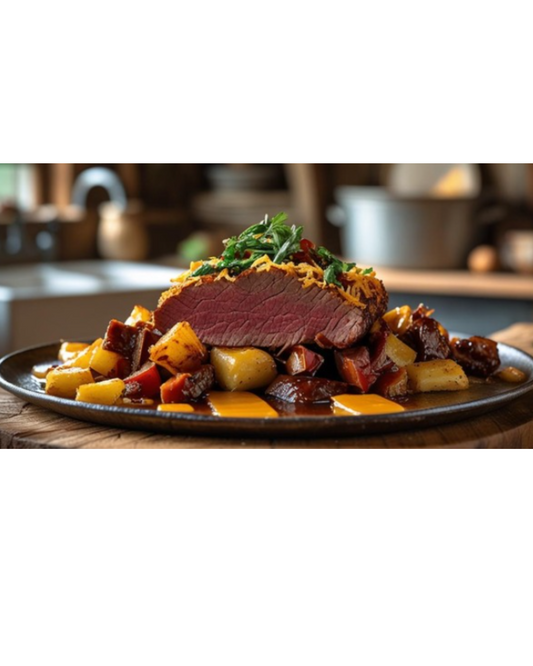 Carlow Roast Beef Hash with Sweet Balsamic Veg & Cheddar Crust