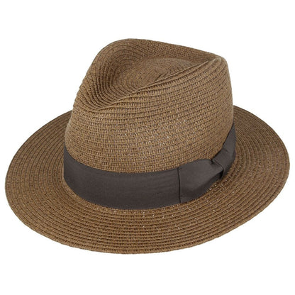 Ballybar Summer Straw Fedora Hat Ballybar Small Brown 