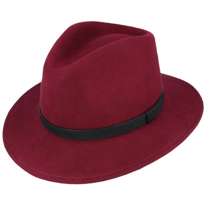 Ballybar Fedora Hat with Leather Band Ballybar Small Wine 