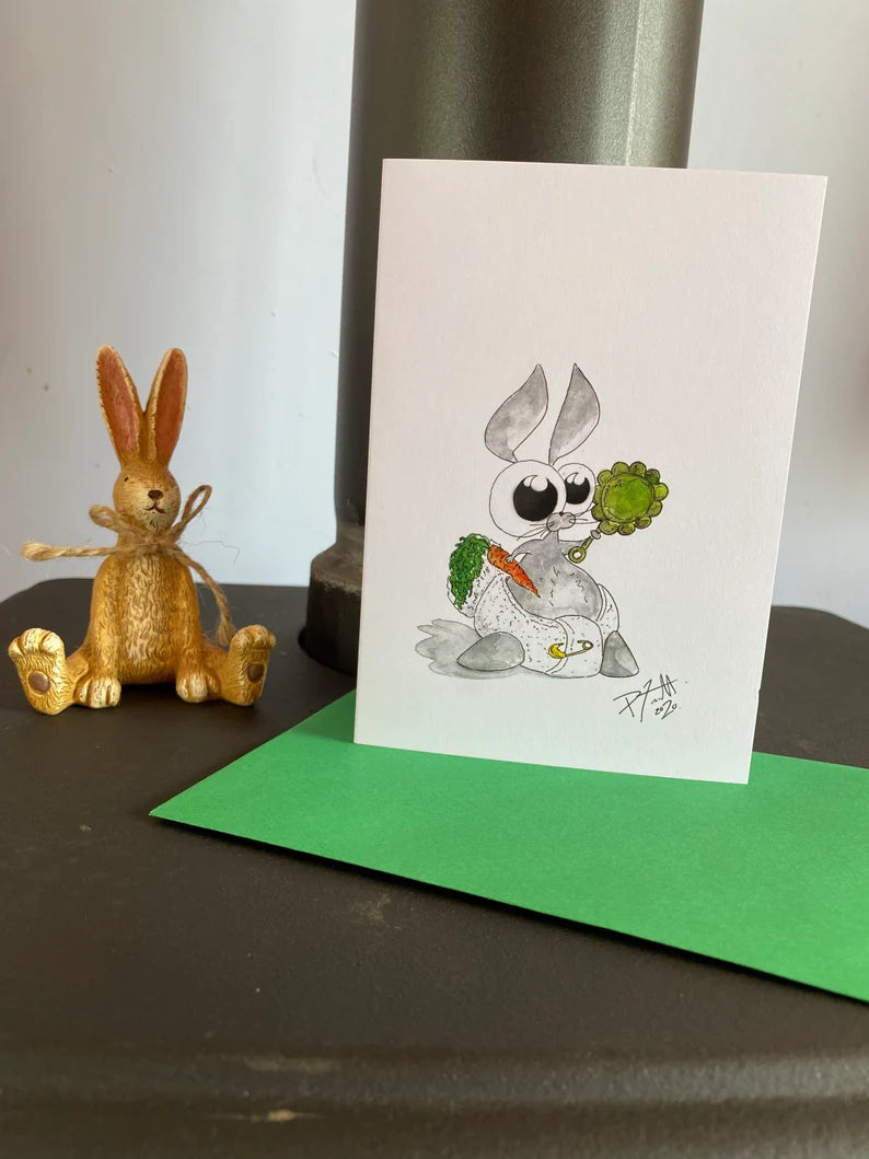 Card with a baby rabbit